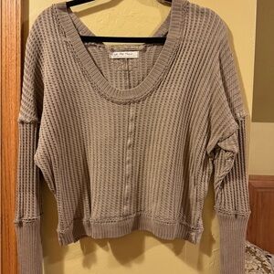 We The Free V-Neck Sweater in Taupe XS